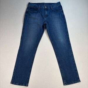 Mott & Bow Slim Straight Boyfriend Laight Jeans Women's 32x29 Blue Stretch Denim